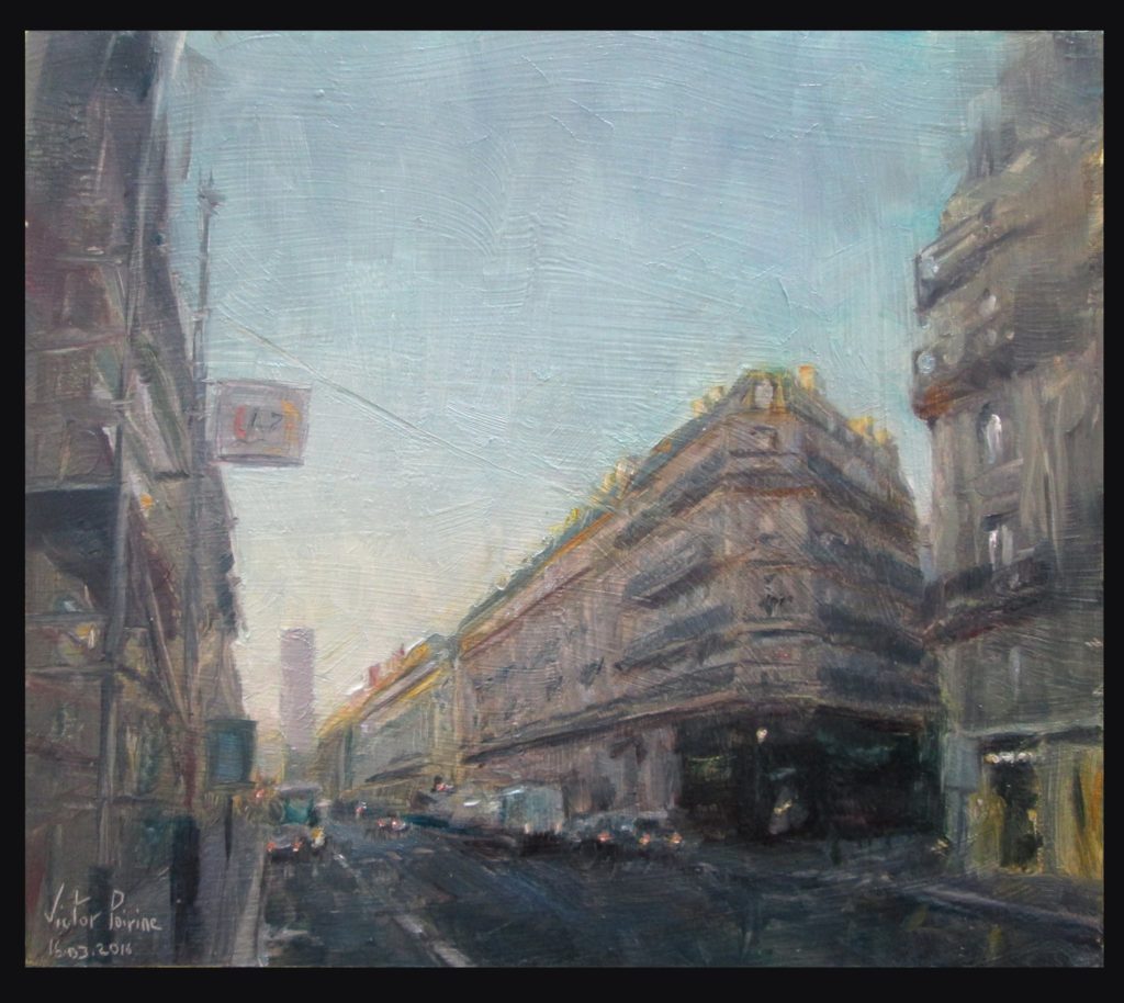 250euros - Rue de Rennes à St Germain des Prés, Paris. Peinture à l\'huile sur carton, 21x18cm