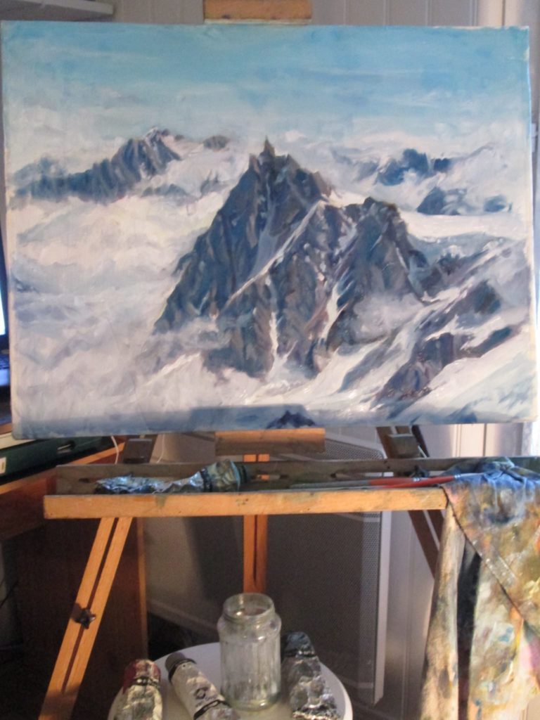 2000euros - Mont Blanc, peinture à l\'huile sur carton, format raisin (50x65cm)
