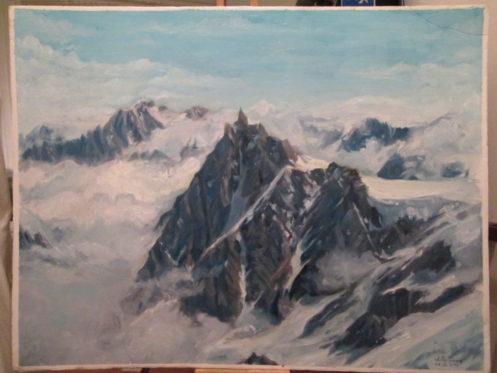 2000euros - Mont Blanc, peinture à l\'huile sur carton, format raisin (50x65cm)