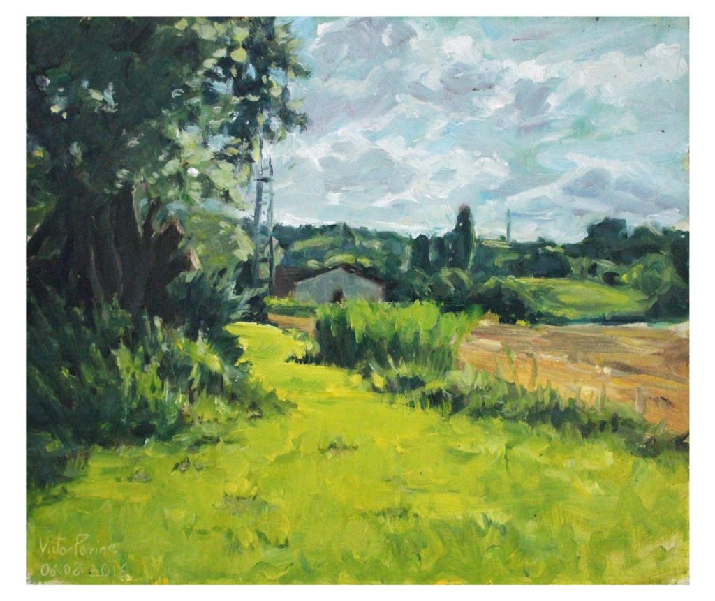 peinture à l'huile sur panneau dans Flainvalle26,7x22,8cmvendue