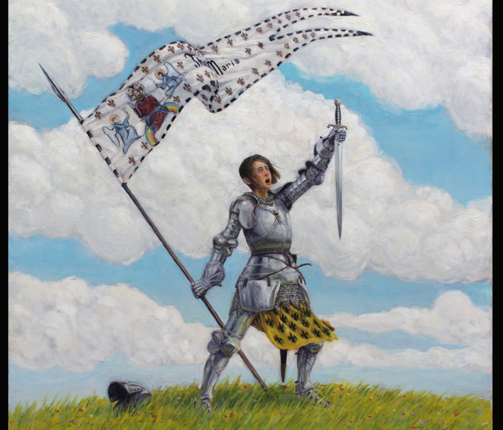 3000euros - Jeanne d'Arc sur la coline, peinture à l'huile. Agrandissement