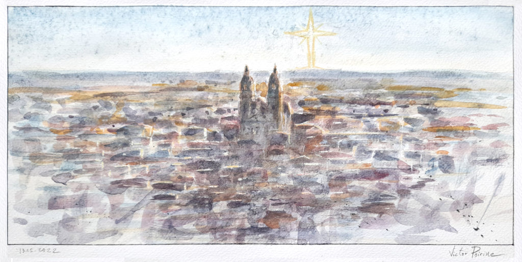 180euros - Visuel pour la paroisse Sainte-Anne à Lunéville. Aquarelle sur papier. 29,5X16cm
