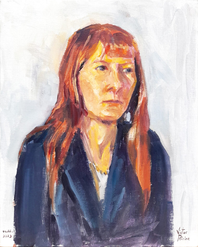 250 euros - Portrait de Lucie. huile sur panneau entoilé de 24X30 cm