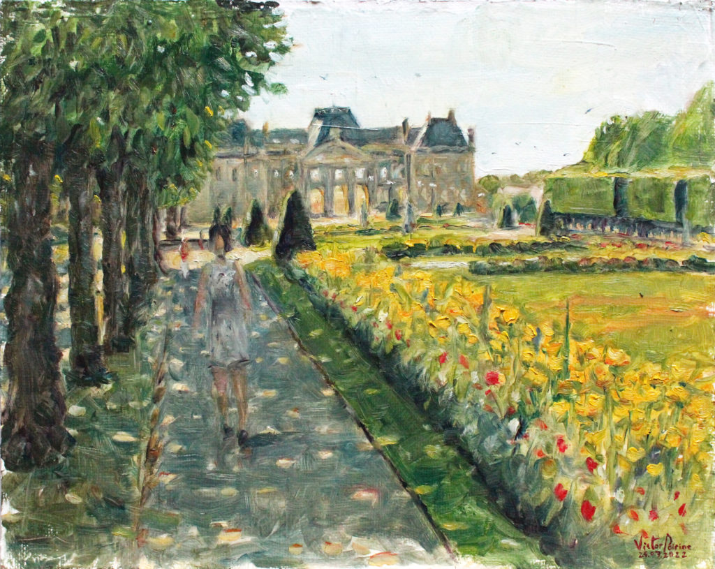 330euros - peinture au château de Lunéville, 2ème de juillet 2022. Huile sur panneau de 32,2X40,2cm